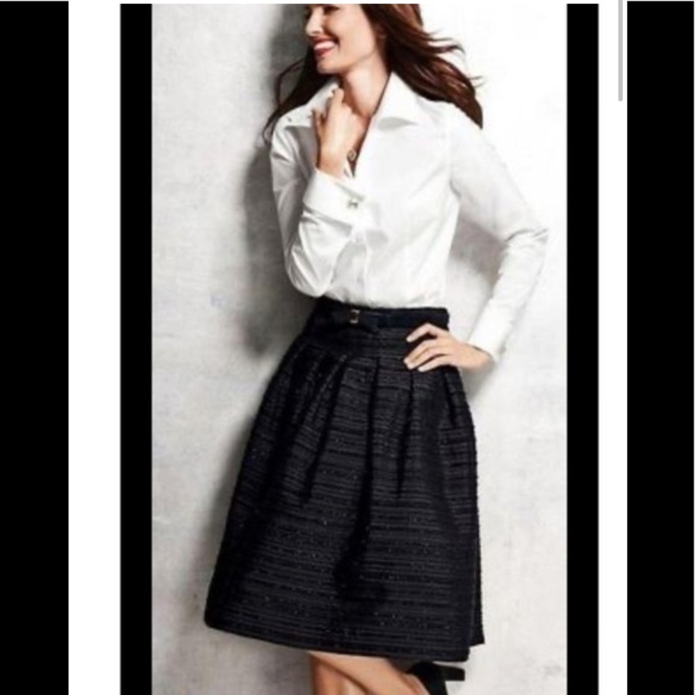 Brand new Talbots Black Textured Striped Pleated Skirt